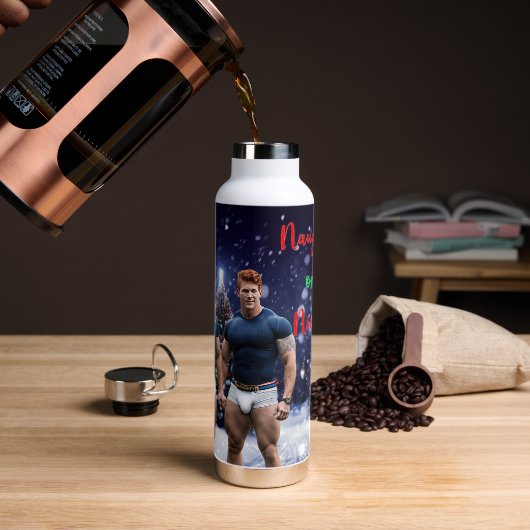 滑りやすいジョー飾の雪に覆われたクリスマスツリー ウォーターボトル (コーヒー)