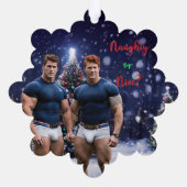 滑りやすいジョー飾の雪に覆われたクリスマスツリー オーナメントカード (裏面)