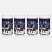 滑りやすいジョー飾の雪に覆われたクリスマスツリー ガラス缶 (裏面)