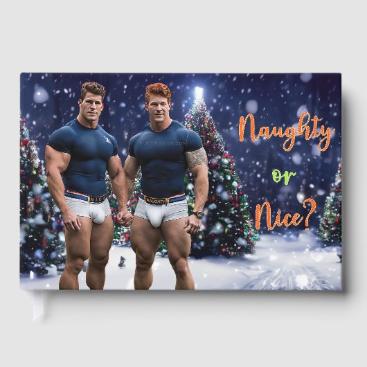 滑りやすいジョー飾の雪に覆われたクリスマスツリー ゲストブック (正面)