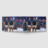 滑りやすいジョー飾の雪に覆われたクリスマスツリー ゲストブック (全面)