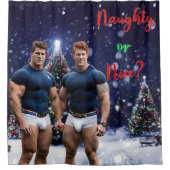 滑りやすいジョー飾の雪に覆われたクリスマスツリー シャワーカーテン (正面)