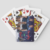 滑りやすいジョー飾の雪に覆われたクリスマスツリー トランプ (裏面)