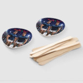 滑りやすいジョー飾の雪に覆われたクリスマスツリー ハンドファン (組立なし)