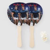 滑りやすいジョー飾の雪に覆われたクリスマスツリー ハンドファン (正面&裏面)