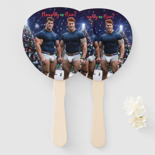 滑りやすいジョー飾の雪に覆われたクリスマスツリー ハンドファン (正面&裏面)