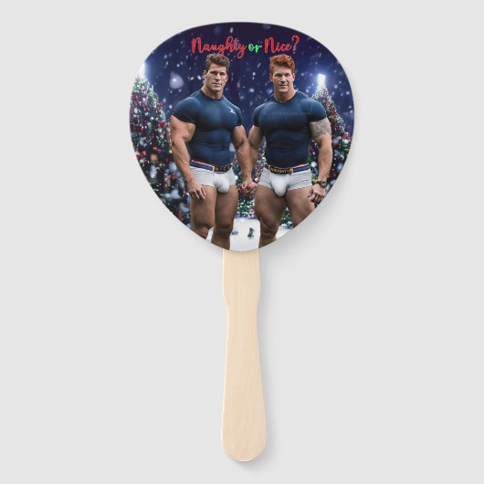 滑りやすいジョー飾の雪に覆われたクリスマスツリー ハンドファン (裏面)