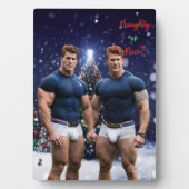 滑りやすいジョー飾の雪に覆われたクリスマスツリー フォトプラーク (正面)