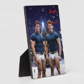 滑りやすいジョー飾の雪に覆われたクリスマスツリー フォトプラーク (側面)