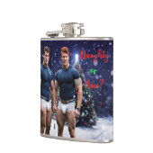 滑りやすいジョー飾の雪に覆われたクリスマスツリー フラスク (左)