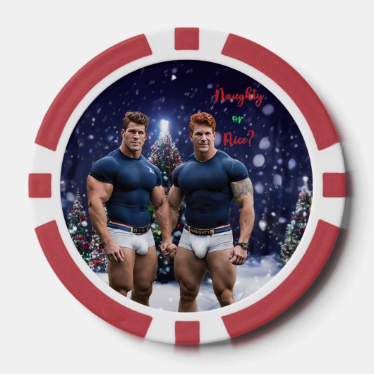 滑りやすいジョー飾の雪に覆われたクリスマスツリー ポーカーチップ (正面)