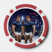 滑りやすいジョー飾の雪に覆われたクリスマスツリー ポーカーチップ (裏面)