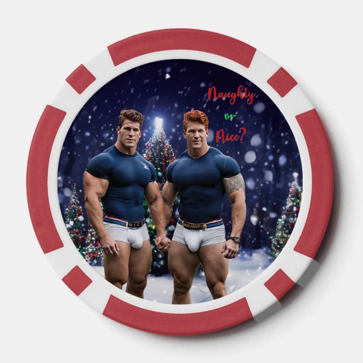 滑りやすいジョー飾の雪に覆われたクリスマスツリー ポーカーチップ (裏面)