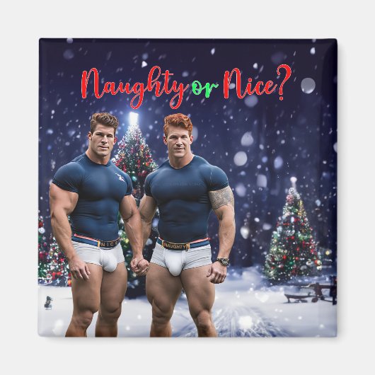 滑りやすいジョー飾の雪に覆われたクリスマスツリー マグネット (正面)