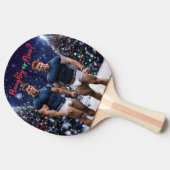 滑りやすいジョー飾の雪に覆われたクリスマスツリー 卓球ラケット (横)