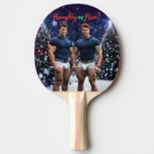 滑りやすいジョー飾の雪に覆われたクリスマスツリー 卓球ラケット (正面)
