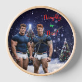 滑りやすいジョー飾の雪に覆われたクリスマスツリー 壁時計 (正面)