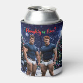 滑りやすいジョー飾の雪に覆われたクリスマスツリー 缶クーラー (缶正面)