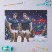 滑りやすいジョー飾の雪に覆われたクリスマスツリー 薄葉紙 (クラフト)