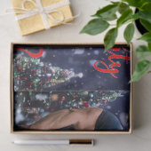 滑りやすいジョー飾の雪に覆われたクリスマスツリー 薄葉紙 (ギフト)