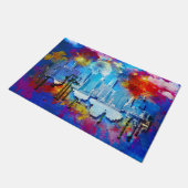 滑りやすいジョーNYCグラフィティ月が渦巻き旋回を囲んだ ドアマット (アングル)