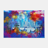 滑りやすいジョーNYCグラフィティ月が渦巻き旋回を囲んだ ドアマット (正面)