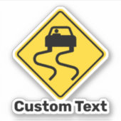 滑りやすい道路が濡れている シール (正面)