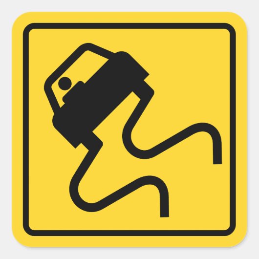 滑りやすい道路が濡れている スクエアシール (正面)