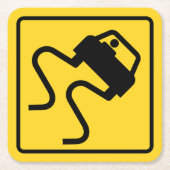 滑りやすい道路が濡れている スクエアペーパーコースター (正面)