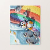 滑り遊台に乗ったペンギン ジグソーパズル (縦)