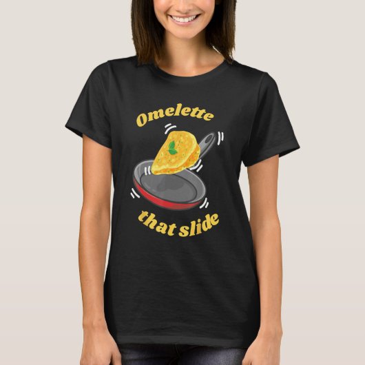 滑る卵のオムレツ朝食オムレツ Tシャツ (正面)
