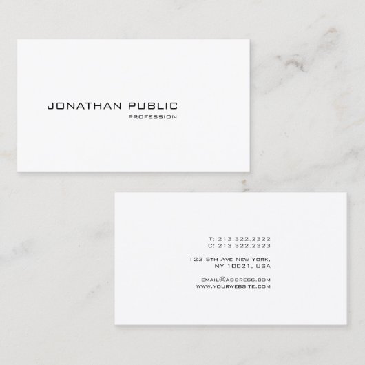 滑ミニマルモダンエレガント滑トレンディープレーン 名刺 (正面/裏面)