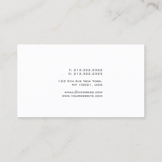 滑ミニマルモダンエレガント滑トレンディープレーン 名刺 (裏面)