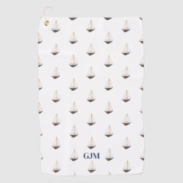 滑モノグラムの滑な帆走航海の沿岸名門私立校風の ゴルフタオル