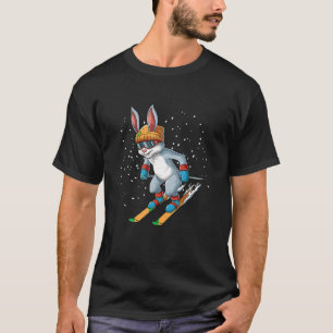 滑稽なスキーラビットスキーとスノーボードバニーTシャツ Tシャツ