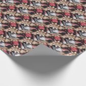 滑稽な小人、赤いコーヒーマグ、茶色のクッキー ラッピングペーパー (角)