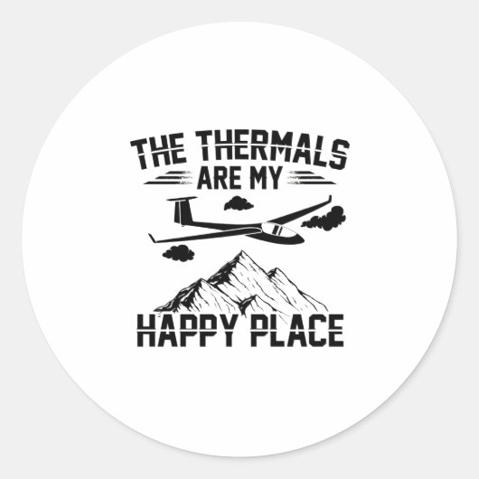 滑空機 |グライダー飛んでいるパイロットギフト ラウンドシール (正面)