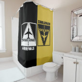 滑走路上の飛行機で出発、走行 シャワーカーテン (インサイチュ)