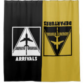 滑走路上の飛行機で出発、走行 シャワーカーテン (正面)