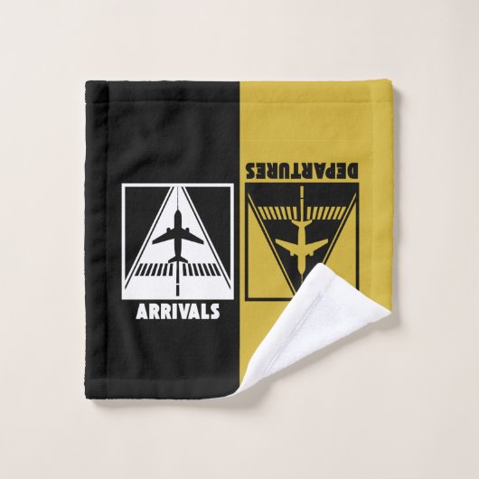 滑走路上の飛行機で出発、走行 バスタオルセット (ウォッシュタオル)