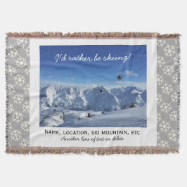 滑降競技の居心地のよいカスタムなスキー写真の雪片 スローブランケット