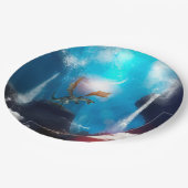 滝が付いている素晴らしいドラゴン ペーパープレート (アングル)