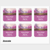 滝とさくらんぼのまわりにツリーズア結婚レイク スクエアシール (シート)