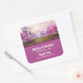 滝とさくらんぼのまわりにツリーズア結婚レイク スクエアシール (封筒)