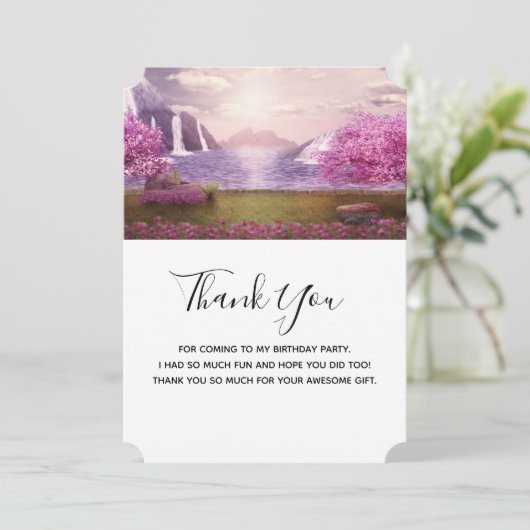 滝とさくらんぼの木のまわりに々湖 サンキューカード (スタンド正面)