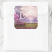 滝とさくらんぼの木のまわりに々湖 スクエアシール (バッグ)