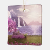 滝とさくらんぼの木のまわりに々湖 セラミックオーナメント (左)