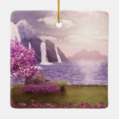 滝とさくらんぼの木のまわりに々湖 セラミックオーナメント (裏面)
