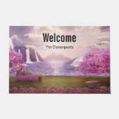 滝とさくらんぼの木のまわりに々湖 ドアマット (正面)