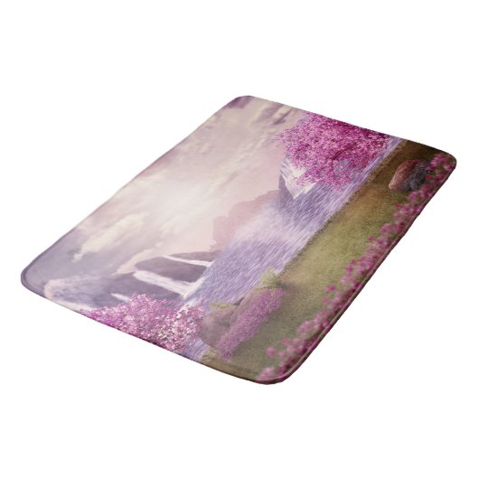 滝とさくらんぼの木のまわりに々湖 バスマット (アングル)